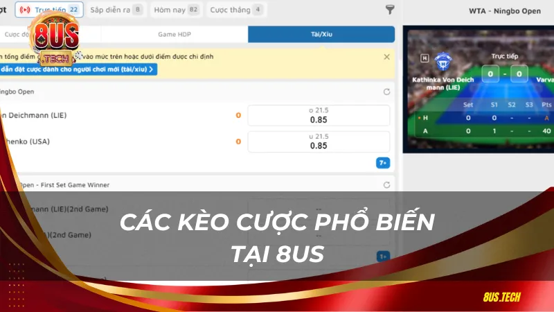 Các kèo cược phổ biến tại 8US