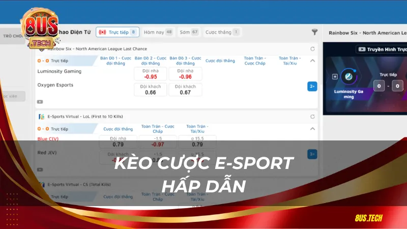 Kèo cược E-sports 8US hấp dẫn